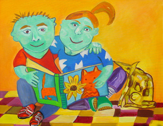 Lezende kinderen (Annelies van Biesbergen)